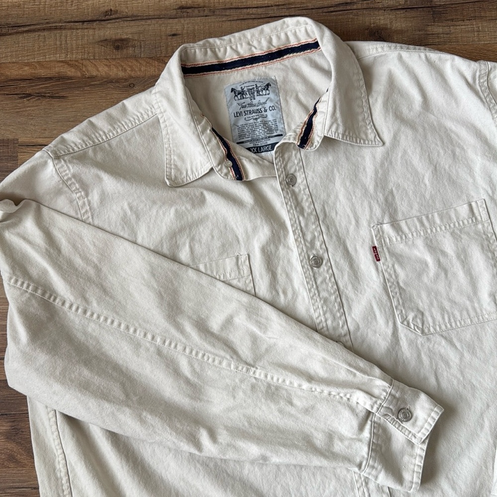Levi Strauss & Co Two Horse Brand Western Men's L/S Shirt‎ Size XXL Cream
